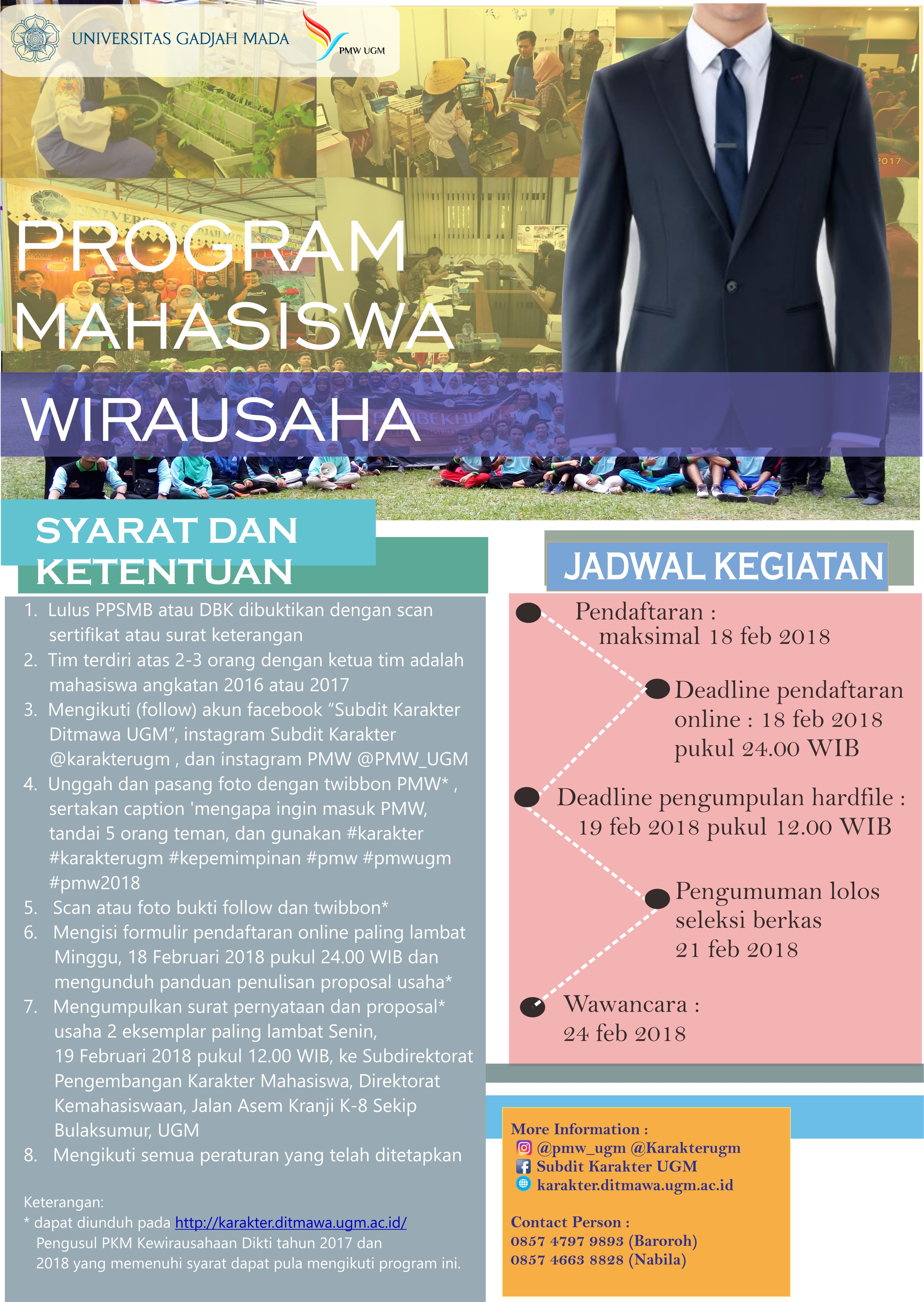 [INFORMASI] PENDAFTARAN PROGRAM WIRAUSAHA MAHASISWA (PMW) 2018
