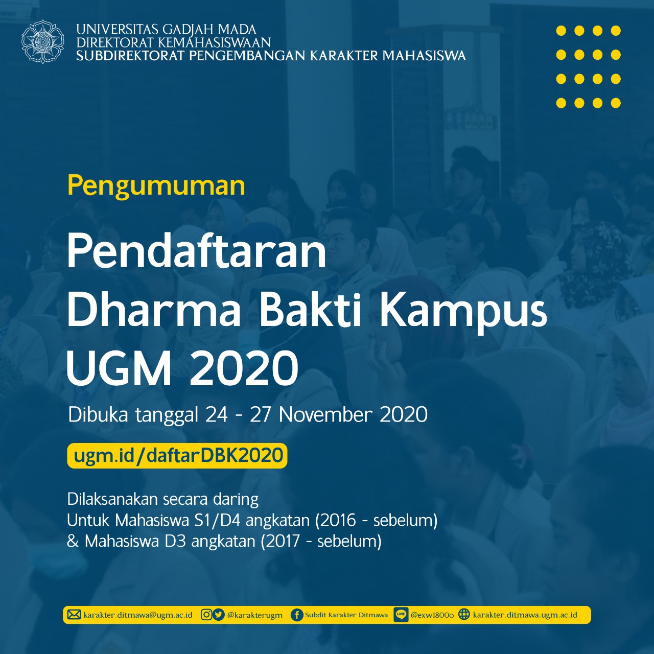 Pendaftaran Dharma Bakti Kampus UGM 2020 – Subdit Pengembangan Karakter ...