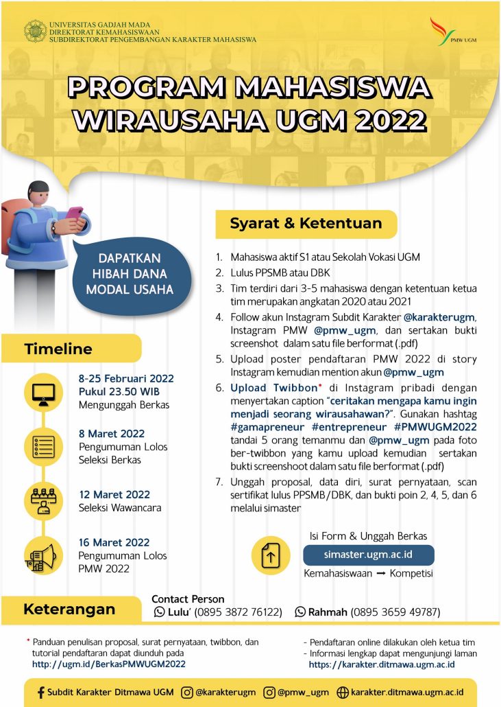 PENDAFTARAN PROGRAM MAHASISWA WIRAUSAHA (PMW) 2022 – Subdit ...