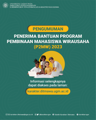 Pengumuman Penerima Bantuan Program Pembinaan Mahasiswa Wirausaha (P2MW) 2023