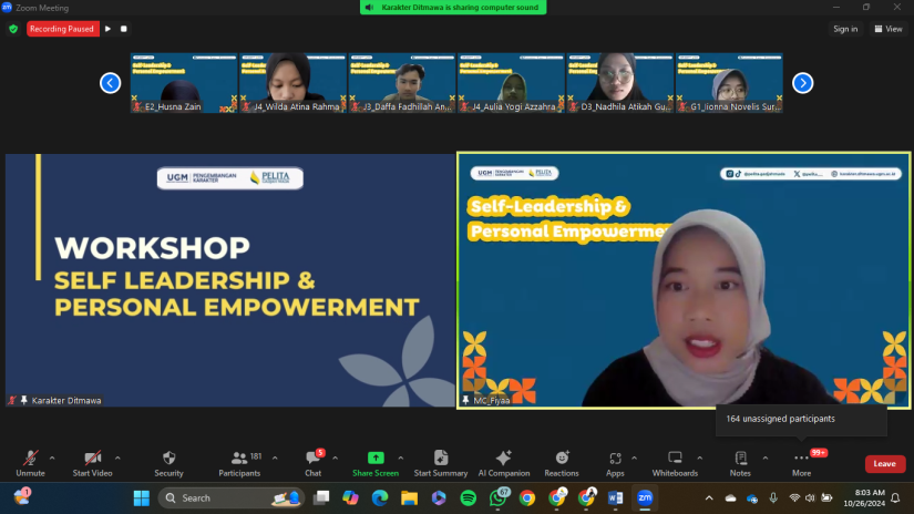 Workshop Ke-3 Program PELITA Gadjah Mada 2024 Batch 2 : Self Leadership & Personal Empowerment